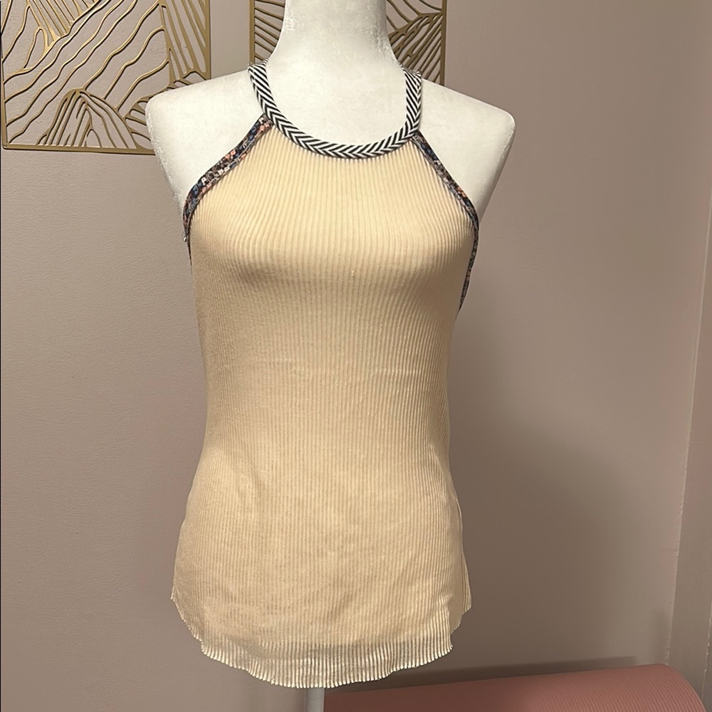 Beige Ribbed Top